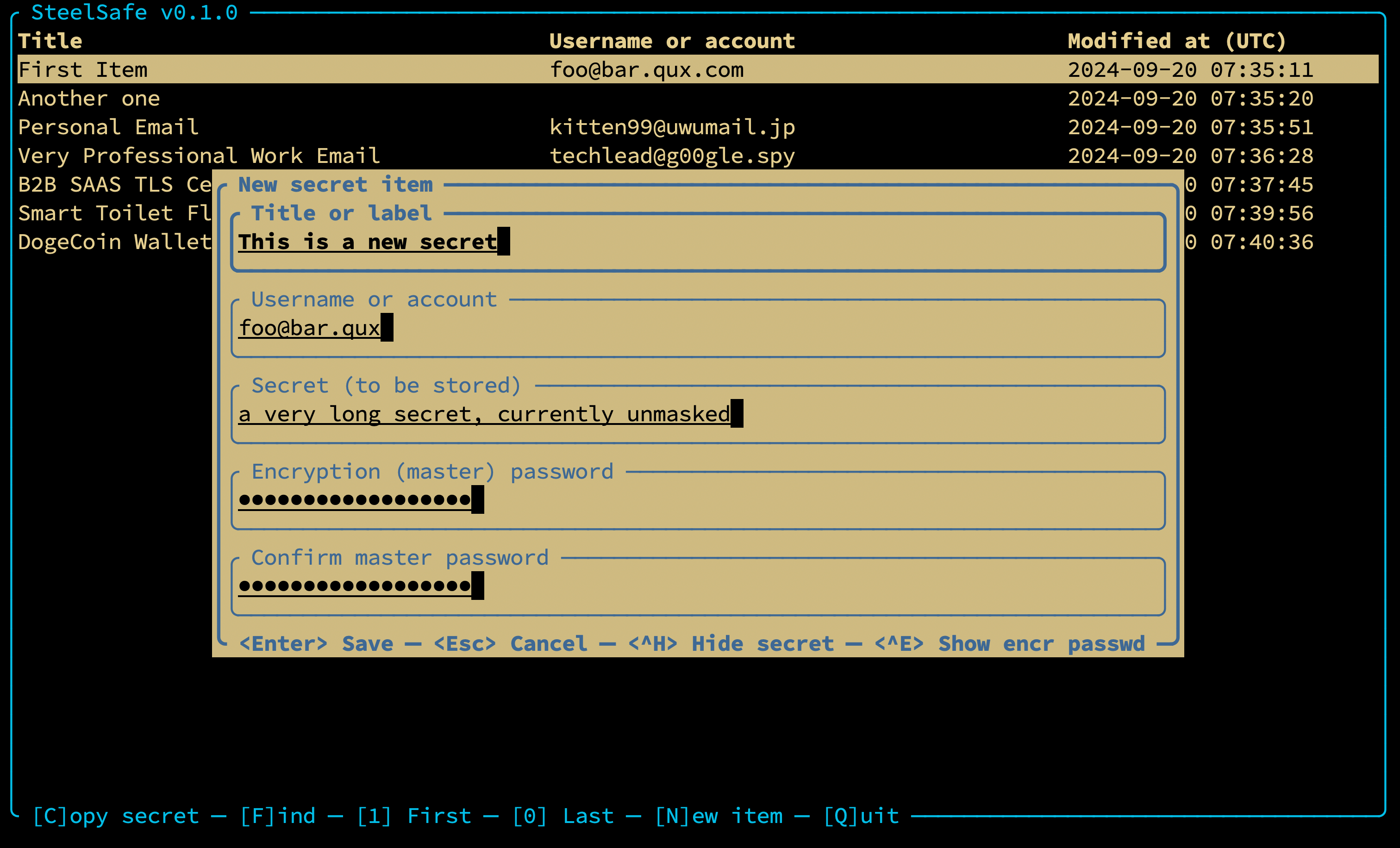 Screenshot of SteelSafe